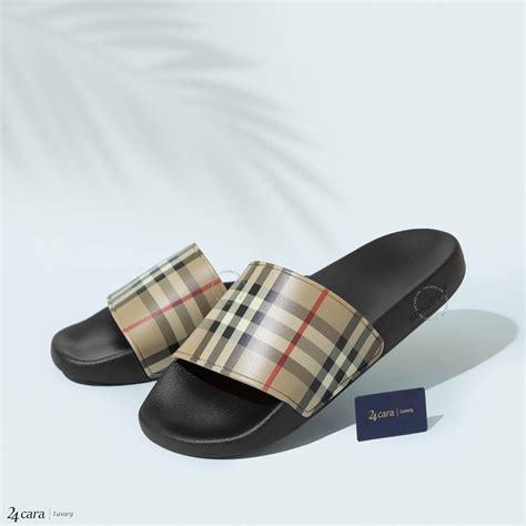 burberry love print vintage check slides|Burberry Check slide sandals.